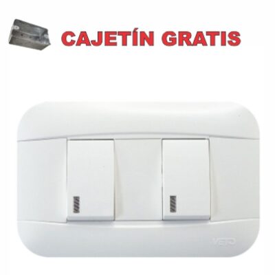 CONMUTADOR + INTERRUPTOR BLANCO VETO PLATA X