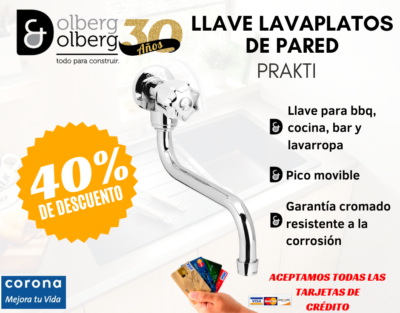 LLAVE DE PARED LAVAPLATOS PRAKTI MARCA CORONA