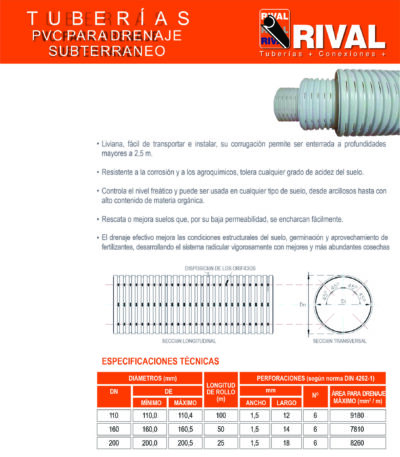 TUBERIA DE DRENAJE PVC 110MM( 100MTS ) RIVAL - Imagen 3