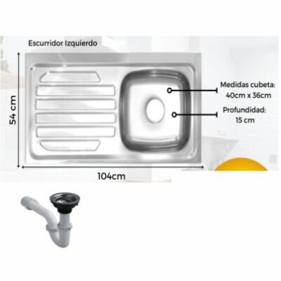 FREGADERO INOXIDABLE PARA EMPOTRAR 1MTS x 52CM