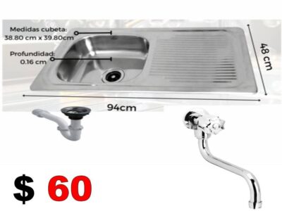 COMBO FREGADERO REVERSIBLE 94CM X 48CM GRICOL